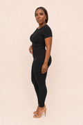 Black Ribbed Fitted Top & Legging Set