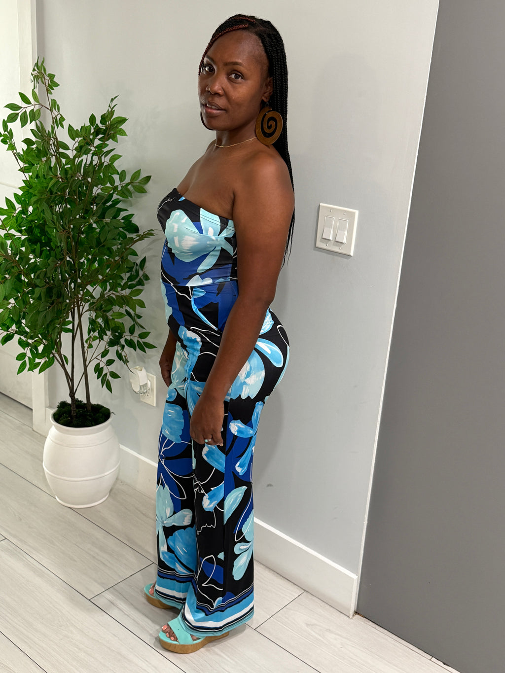 Floral Print Strapless Jumpsuit