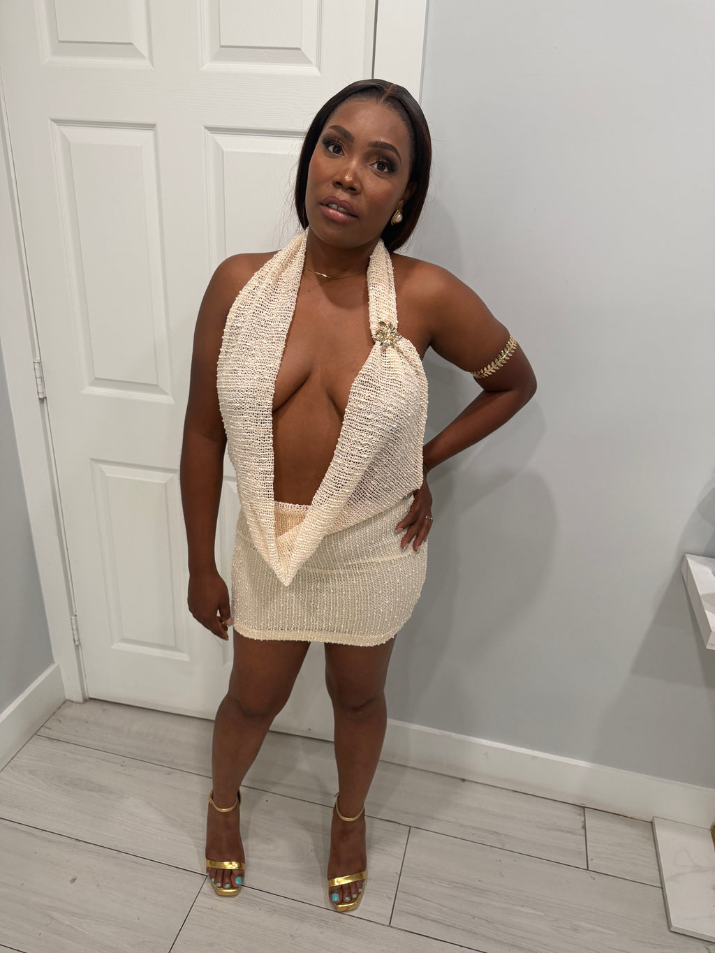 Celeste open front mini dress